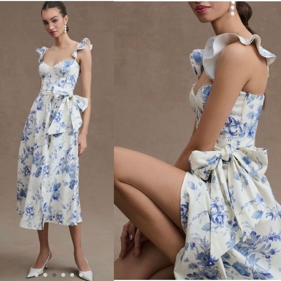 V. Chapman Dresses & Skirts - NWT V.Chapman Vera Ruffle Strap Corset Side Slit Midi Dress Size XL /14